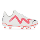 Botines Fútbol Puma Future Play Fg/ag Para Niños En Blanco Y