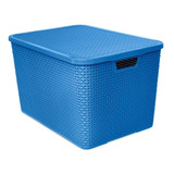 Caixa Organizadora Rattan Empilhavel 40 Litros Coloridas Cor Azul