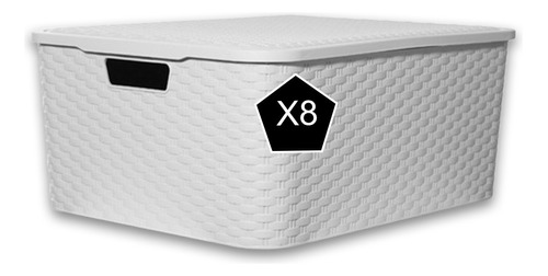 X8 Caja Organizadora Ropa Juguetes Símil Ratan Tamaño Grande
