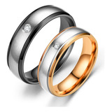 Anillos Compromiso Alianzas Color Oro Casamiento Con Piedra