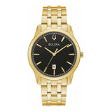 Reloj Hombre Bulova 97b194 Cuarzo Pulso Dorado En Acero