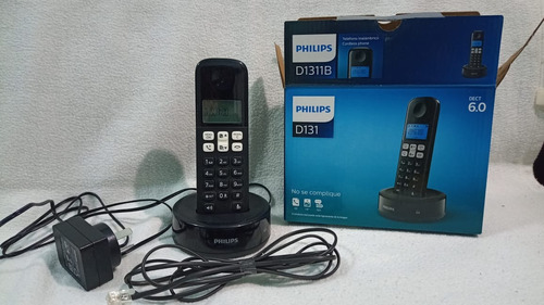Teléfono Philips  D1311b/77 Inalámbrico - Color Negro Usado