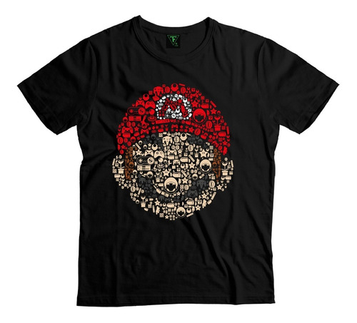 Polera Super Mario Bros Cara Rostro Gamer Algodón Niño Niña