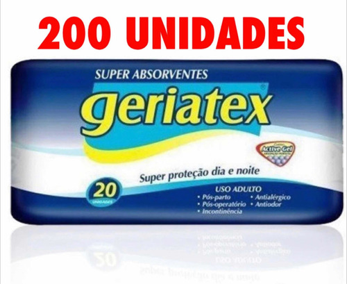 Fardo De Absorvente Geriátrico Geriatex Com 200 Unidades