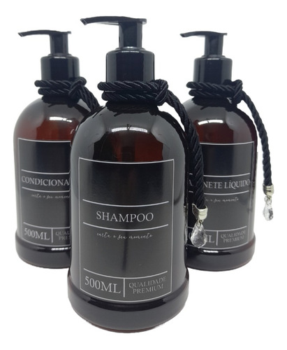 Kit Banho Shampoo + Condicionador Sabonete Liquido 3 Frascos