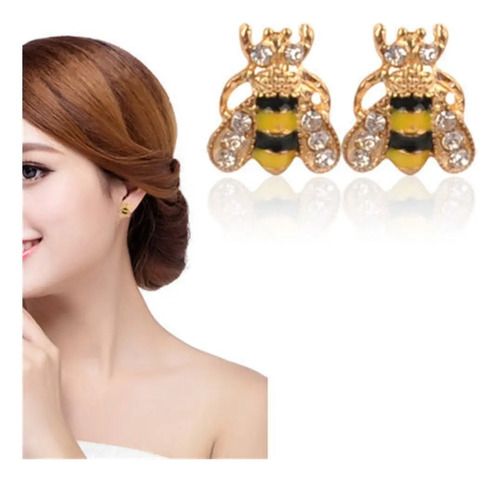 Aretes De Moda Mujer Abeja Cristales Zirconia Cúbica Vintage