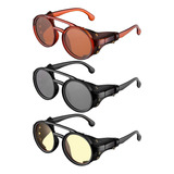 Weewooday 3 Pares De Gafas De Sol Retro Redondas Steampunk C