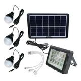 Kit Luces Reflector + Panel Solar + 3 Lamparas Led Oferta !!