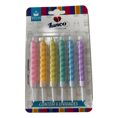 Kit 6 Velas Espiral Topo De Bolo Aniversário Decoração