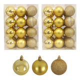 Adorno Navidad 48pz Decoracion Esferas Navideñas 3cm Color Dorado Liso