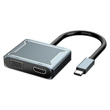 Adaptador Usb C A Vga Y Hdmi, Adaptador Usb C 2 En 1 Hub Thu