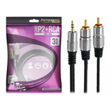 Cabo Auxiliar P2 Estereo X 2rca Blindado Profissional 3m