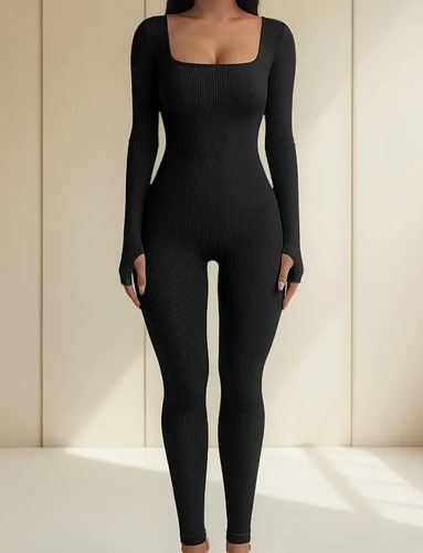 Mono De Manga Larga Deportivo Para Mujer,cuello Cuadrado