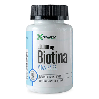 Biotina Pura 10,000 Mcg 60 Cápsulas Veganas Fortalece Cabello Uñas y Piel Suplemento de Belleza Natural Sin Azúcar Sin Gluten Alta Potencia Kukamonga | Meses sin interés