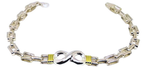 Pulsera Mujer Plata 925 Y Oro Modelo Infinito 19 Cm.