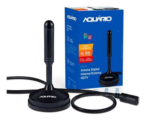 Antena Digital 4k Full Hdtv Aquario Com Cabo 5 Metros