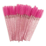 100 Cepillos Extensión Pestañas Microbrush Glitter Pink