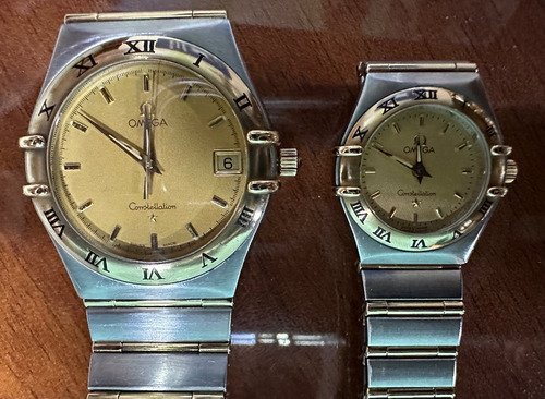 2 Relojes Omega Constellation Acero Oro Barras Completa 18k