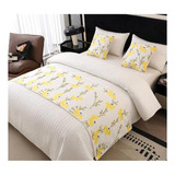 Piecera De Cama Bordada Decorativa Diseño Floral 60x200cm Q7