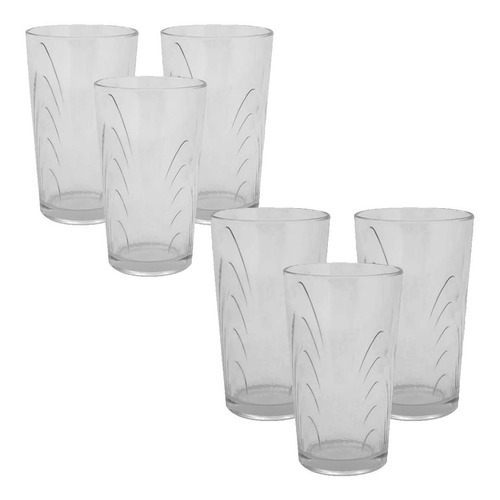 Vasos Vidrio Durax Alto 350 Ml Coraline Transparent Pack X 6 Color Transparente