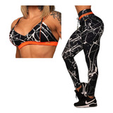 Conjunto Legging Empina Bumbum + Top White Vein Moving