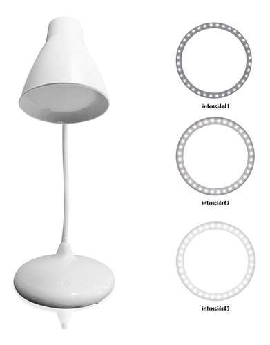Lámpara De Escritorio Led Ajustable Cuello Flexible 360 Color De La Estructura Blanco