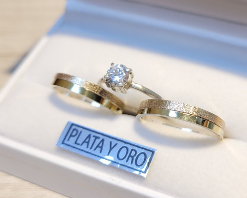 Alianzas Plata 925 Y Oro 18k Compromiso Casamiento Novios