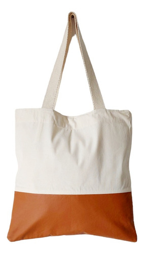 Tote Bag Crua Com Detalhe Em Eco Couro