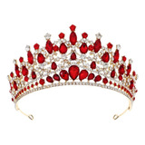 Corona Rojo Cristal Para Quinceañera, Princesa, Reina Cumple