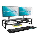 Soporte Monitor Doble Metálico Con Organizador: 2 Niveles.