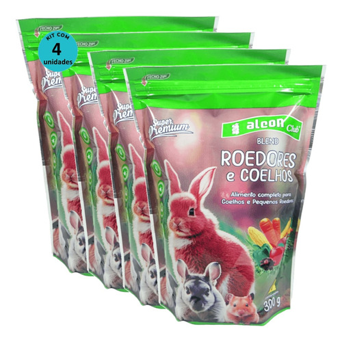 Alcon Club Blend Roedores E Coelhos 300g Kit Com 4 Unidades