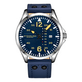 Reloj Stuhrling Original Aviator De 43 Mm Con Esfera Azul De