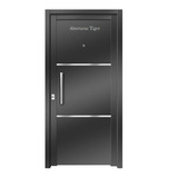 Puerta Doble Chapa 18 Insertos Acero Inox Y Barral 92x205 Cm