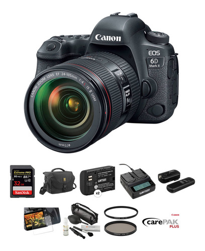 Canon Eos 6d Mark Ii Dslr Camara Con 24-105mm F/4 Lens Delux