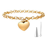 Pulsera Cadena Corazón Urna Contenedor Ceniza Acero Mujer