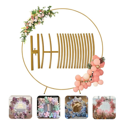 Base Estructura Arco Para Globos Aro Soporte Decorativo 2.2m Metal Dorado facil de montar Decoracion Boda adornos para Cumpleaños baby shower accesorios para fiestas aniversario pascua grad 2026 | Envío gratis