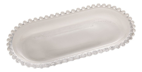 Travessa Bandeja De Cristal Wolff Pearl Bolinha 24x12 Cm Cor Transparente