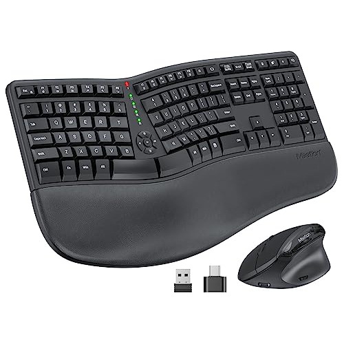 Teclado Y Mouse Ergonómicos Inalámbricos, Teclado Erg...