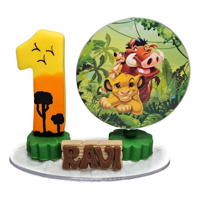 Vela De Aniversário Rei Leão Topo De Bolo Cenário Biscuit...