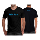 Camiseta Playera Geek Programador Hello World Letraazul