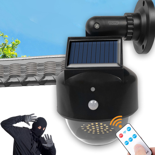 Camera Falsa Refletor Solar Com Led Sensor De Presença Ip65