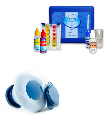 Kit Análise Ph Cloro Alcalinidade E Clorador Tablete Piscina