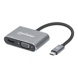 Docking Station Usb-c A Hdmi Y Vga, 4 En 1, Manhattan 130691