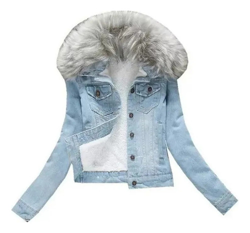 . Chaqueta Jeans Forrada De Lana Para Mujer