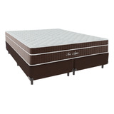 Cama + Box Queen Size Marrom Colchão New Aspen Comfort Prime