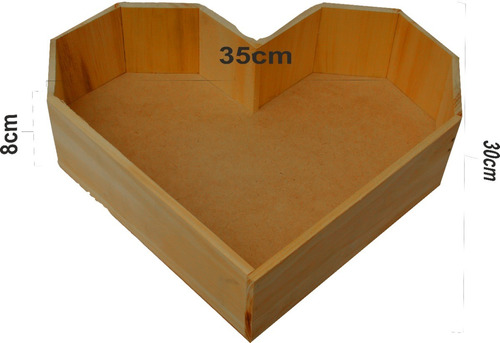 Caja Canasta Madera Corazón Amor Desayunos Detalle 35cm