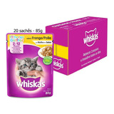 Caixa Alimento Úmido Whiskas Frango Filhotes 85g Ração Gatos