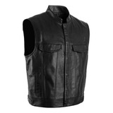 Chaleco De Hombre Coats Color Para Moto, Cuello Alto, Cuero,