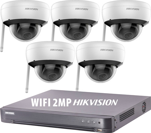 Kit Seguridad Ip Hikvision Dvr 8 Ch + 5 Camaras Wifi 2mp