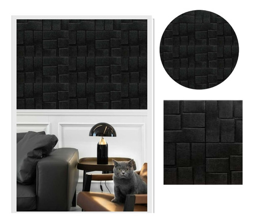 Revestimiento Pared Lamina 3d Pegatina Diseño Cuadros Negros